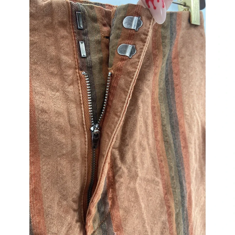 NWT Free People Star Of Wonder Flared Trousers in Brown Stripe Women's‎ Size 6